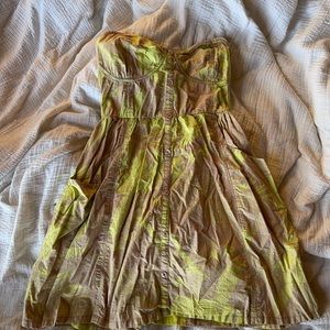 Strapless Mini Hawaiian Print Dress